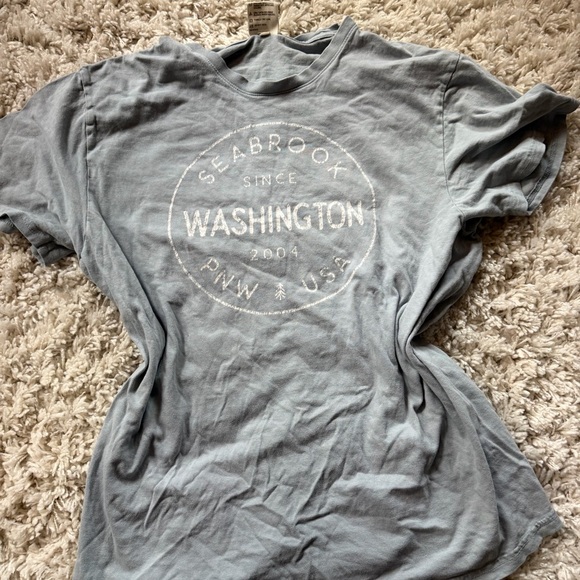 Port and Company Tops - Seabrook, Washington, PNW Pacific Northwest Port & Company Light Blue T-Shirt